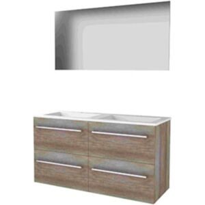 Basic Line Basic-Line Basic 46 Badkamermeubelset - 120 x 46 cm - Met Grepen - 4 Lades - Acryl Wastafel - 2 Kraangaten - Spiegel - Scotch Oak Basic Line Basic-Line Basic 46 Badkamermeubelset - 120 x 46 cm - Met Grepen - 4 Lades - Acryl Wastafel - 2 Kraangaten - Spiegel - Scotch Oak