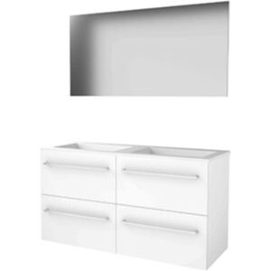 Basic Line Basic-Line Basic 46 Badkamermeubelset - 120 x 46 cm - Met Grepen - 4 Lades - Acryl Wastafel - Zonder Kraangat - Spiegel - Ice White Basic Line Basic-Line Basic 46 Badkamermeubelset - 120 x 46 cm - Met Grepen - 4 Lades - Acryl Wastafel - Zonder Kraangat - Spiegel - Ice White