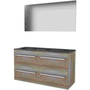 Basic Line Basic-Line Basic 46 Badkamermeubelset - 120 x 46 cm - Met Grepen - 4 Lades - Hardstenen Wastafel - 2 Kraangaten - Spiegel - Scotch Oak Basic Line Basic-Line Basic 46 Badkamermeubelset - 120 x 46 cm - Met Grepen - 4 Lades - Hardstenen Wastafel - 2 Kraangaten - Spiegel - Scotch Oak