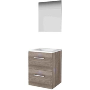 Basic Line Basic-Line Basic 46 Badkamermeubelset - 50 x 46 cm - Met Grepen - 2 Lades - Acryl Wastafel - 1 Kraangat - Spiegel - Scotch Oak Basic Line Basic-Line Basic 46 Badkamermeubelset - 50 x 46 cm - Met Grepen - 2 Lades - Acryl Wastafel - 1 Kraangat - Spiegel - Scotch Oak