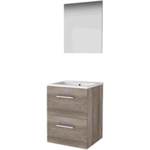 Basic Line Basic-Line Basic 46 Badkamermeubelset - 50 x 46 cm - Met Grepen - 2 Lades - Keramische Wastafel - 1 Kraangat - Spiegel - Scotch Oak Basic Line Basic-Line Basic 46 Badkamermeubelset - 50 x 46 cm - Met Grepen - 2 Lades - Keramische Wastafel - 1 Kraangat - Spiegel - Scotch Oak