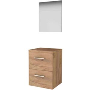 Basic Line Basic-Line Basic 46 Badkamermeubelset - 50 x 46 cm - Met Grepen - 2 Lades - Wastafelblad - Spiegel - Whisky Oak Basic Line Basic-Line Basic 46 Badkamermeubelset - 50 x 46 cm - Met Grepen - 2 Lades - Wastafelblad - Spiegel - Whisky Oak