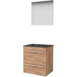 Basic Line Basic-Line Basic 46 Badkamermeubelset - 60 x 46 cm - Met Grepen - 2 Lades - Hardstenen Wastafel - 1 Kraangat - Spiegel - Whisky Oak Basic Line Basic-Line Basic 46 Badkamermeubelset - 60 x 46 cm - Met Grepen - 2 Lades - Hardstenen Wastafel - 1 Kraangat - Spiegel - Whisky Oak