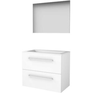 Basic Line Basic-Line Basic 46 Badkamermeubelset - 80 x 46 cm - Met Grepen - 2 Lades - Acryl Wastafel - Zonder Kraangat - Spiegel - Ice White Basic Line Basic-Line Basic 46 Badkamermeubelset - 80 x 46 cm - Met Grepen - 2 Lades - Acryl Wastafel - Zonder Kraangat - Spiegel - Ice White