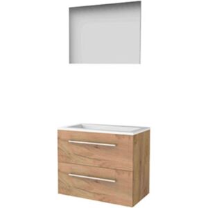 Basic Line Basic-Line Basic 46 Badkamermeubelset - 80 x 46 cm - Met Grepen - 2 Lades - Acryl Wastafel - Zonder Kraangat - Spiegel - Whisky Oak Basic Line Basic-Line Basic 46 Badkamermeubelset - 80 x 46 cm - Met Grepen - 2 Lades - Acryl Wastafel - Zonder Kraangat - Spiegel - Whisky Oak