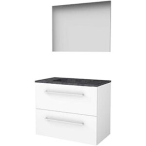 Basic Line Basic-Line Basic 46 Badkamermeubelset - 80 x 46 cm - Met Grepen - 2 Lades - Hardstenen Wastafel - 1 Kraangat - Spiegel - Ice White Basic Line Basic-Line Basic 46 Badkamermeubelset - 80 x 46 cm - Met Grepen - 2 Lades - Hardstenen Wastafel - 1 Kraangat - Spiegel - Ice White