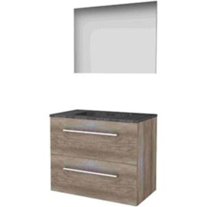 Basic Line Basic-Line Basic 46 Badkamermeubelset - 80 x 46 cm - Met Grepen - 2 Lades - Hardstenen Wastafel - Zonder Kraangat - Spiegel - Scotch Oak Basic Line Basic-Line Basic 46 Badkamermeubelset - 80 x 46 cm - Met Grepen - 2 Lades - Hardstenen Wastafel - Zonder Kraangat - Spiegel - Scotch Oak