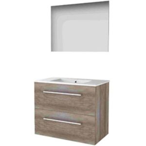 Basic Line Basic-Line Basic 46 Badkamermeubelset - 80 x 46 cm - Met Grepen - 2 Lades - Keramische Wastafel - 1 Kraangat - Spiegel - Scotch Oak Basic Line Basic-Line Basic 46 Badkamermeubelset - 80 x 46 cm - Met Grepen - 2 Lades - Keramische Wastafel - 1 Kraangat - Spiegel - Scotch Oak