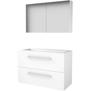 Basic Line Basic-Line Comfort 46 Badkamermeubelset - 100 x 46 cm - Met Grepen - 2 Lades - Acryl Wastafel - 2 Kraangaten - Spiegelkast - Ice White Basic Line Basic-Line Comfort 46 Badkamermeubelset - 100 x 46 cm - Met Grepen - 2 Lades - Acryl Wastafel - 2 Kraangaten - Spiegelkast - Ice White
