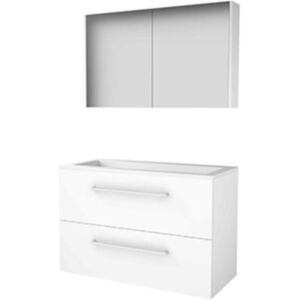 Basic Line Basic-Line Comfort 46 Badkamermeubelset - 100 x 46 cm - Met Grepen - 2 Lades - Acryl Wastafel - Zonder Kraangat - Spiegelkast - Ice White Basic Line Basic-Line Comfort 46 Badkamermeubelset - 100 x 46 cm - Met Grepen - 2 Lades - Acryl Wastafel - Zonder Kraangat - Spiegelkast - Ice White
