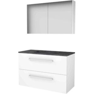 Basic Line Basic-Line Comfort 46 Badkamermeubelset - 100 x 46 cm - Met Grepen - 2 Lades - Hardstenen Wastafel - 1 Kraangat - Spiegelkast - Ice White Basic Line Basic-Line Comfort 46 Badkamermeubelset - 100 x 46 cm - Met Grepen - 2 Lades - Hardstenen Wastafel - 1 Kraangat - Spiegelkast - Ice White