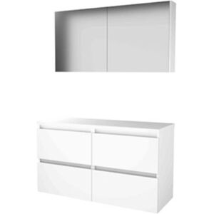 Basic Line Basic-Line Comfort 46 Badkamermeubelset - 120 x 46 cm - Greeploos - 4 Lades - Wastafelblad - Spiegelkast - Ice White Basic Line Basic-Line Comfort 46 Badkamermeubelset - 120 x 46 cm - Greeploos - 4 Lades - Wastafelblad - Spiegelkast - Ice White