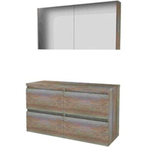 Basic Line Basic-Line Comfort 46 Badkamermeubelset - 120 x 46 cm - Greeploos - 4 Lades - Wastafelblad - Spiegelkast - Scotch Oak Basic Line Basic-Line Comfort 46 Badkamermeubelset - 120 x 46 cm - Greeploos - 4 Lades - Wastafelblad - Spiegelkast - Scotch Oak
