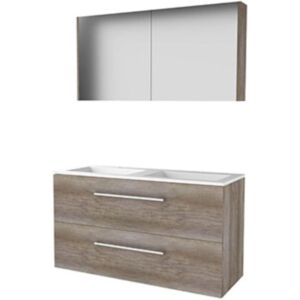 Basic Line Basic-Line Comfort 46 Badkamermeubelset - 120 x 46 cm - Met Grepen - 2 Lades - Acryl Wastafel - 2 Kraangaten - Spiegelkast - Scotch Oak Basic Line Basic-Line Comfort 46 Badkamermeubelset - 120 x 46 cm - Met Grepen - 2 Lades - Acryl Wastafel - 2 Kraangaten - Spiegelkast - Scotch Oak