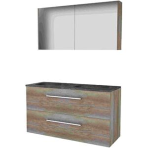 Basic Line Basic-Line Comfort 46 Badkamermeubelset - 120 x 46 cm - Met Grepen - 2 Lades - Hardstenen Wastafel - 2 Kraangaten - Spiegelkast - Scotch Oak Basic Line Basic-Line Comfort 46 Badkamermeubelset - 120 x 46 cm - Met Grepen - 2 Lades - Hardstenen Wastafel - 2 Kraangaten - Spiegelkast - Scotch Oak