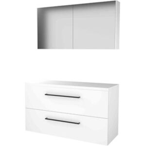 Basic Line Basic-Line Comfort 46 Badkamermeubelset - 120 x 46 cm - Met Grepen - 2 Lades - Wastafelblad - Spiegelkast - Ice White Basic Line Basic-Line Comfort 46 Badkamermeubelset - 120 x 46 cm - Met Grepen - 2 Lades - Wastafelblad - Spiegelkast - Ice White
