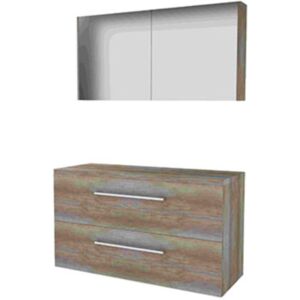 Basic Line Basic-Line Comfort 46 Badkamermeubelset - 120 x 46 cm - Met Grepen - 2 Lades - Wastafelblad - Spiegelkast - Scotch Oak Basic Line Basic-Line Comfort 46 Badkamermeubelset - 120 x 46 cm - Met Grepen - 2 Lades - Wastafelblad - Spiegelkast - Scotch Oak