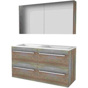 Basic Line Basic-Line Comfort 46 Badkamermeubelset - 120 x 46 cm - Met Grepen - 4 Lades - Acryl Wastafel - Zonder Kraangat - Spiegelkast - Scotch Oak Basic Line Basic-Line Comfort 46 Badkamermeubelset - 120 x 46 cm - Met Grepen - 4 Lades - Acryl Wastafel - Zonder Kraangat - Spiegelkast - Scotch Oak