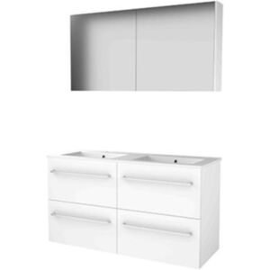 Basic Line Basic-Line Comfort 46 Badkamermeubelset - 120 x 46 cm - Met Grepen - 4 Lades - Keramische Wastafel - 2 Kraangaten - Spiegelkast - Ice White Basic Line Basic-Line Comfort 46 Badkamermeubelset - 120 x 46 cm - Met Grepen - 4 Lades - Keramische Wastafel - 2 Kraangaten - Spiegelkast - Ice White
