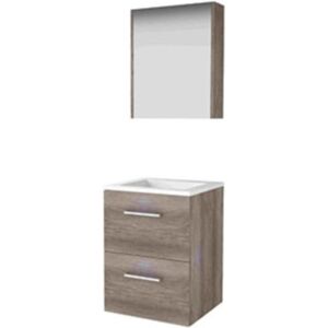 Basic Line Basic-Line Comfort 46 Badkamermeubelset - 50 x 46 cm - Met Grepen - 2 Lades - Acryl Wastafel - Zonder Kraangat - Spiegelkast - Scotch Oak Basic Line Basic-Line Comfort 46 Badkamermeubelset - 50 x 46 cm - Met Grepen - 2 Lades - Acryl Wastafel - Zonder Kraangat - Spiegelkast - Scotch Oak
