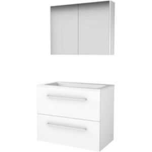 Basic Line Basic-Line Comfort 46 Badkamermeubelset - 80 x 46 cm - Met Grepen - 2 Lades - Acryl Wastafel - 1 Kraangat - Spiegelkast - Ice White Basic Line Basic-Line Comfort 46 Badkamermeubelset - 80 x 46 cm - Met Grepen - 2 Lades - Acryl Wastafel - 1 Kraangat - Spiegelkast - Ice White