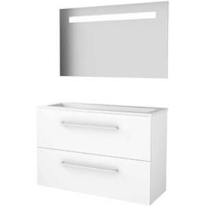 Basic Line Basic-Line Economic 39 Badkamermeubelset - Ondiep - 100 x 39 cm - Met Grepen - 2 Lades - Acryl Wastafel - 1 Kraangat - Spiegel met LED Verlichting - Ice White Basic Line Basic-Line Economic 39 Badkamermeubelset - Ondiep - 100 x 39 cm - Met Grepen - 2 Lades - Acryl Wastafel - 1 Kraangat - Spiegel met LED Verlichting - Ice White