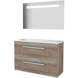 Basic Line Basic-Line Economic 39 Badkamermeubelset - Ondiep - 100 x 39 cm - Met Grepen - 2 Lades - Acryl Wastafel - 2 Kraangaten - Spiegel met LED Verlichting - Scotch Oak Basic Line Basic-Line Economic 39 Badkamermeubelset - Ondiep - 100 x 39 cm - Met Grepen - 2 Lades - Acryl Wastafel - 2 Kraangaten - Spiegel met LED Verlichting - Scotch Oak