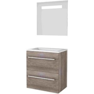 Basic Line Basic-Line Economic 39 Badkamermeubelset - Ondiep - 60 x 39 cm - Met Grepen - 2 Lades - Acryl Wastafel - 1 Kraangat - Spiegel met LED Verlichting - Scotch Oak Basic Line Basic-Line Economic 39 Badkamermeubelset - Ondiep - 60 x 39 cm - Met Grepen - 2 Lades - Acryl Wastafel - 1 Kraangat - Spiegel met LED Verlichting - Scotch Oak