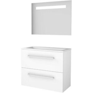 Basic Line Basic-Line Economic 39 Badkamermeubelset - Ondiep - 80 x 39 cm - Met Grepen - 2 Lades - Acryl Wastafel - 1 Kraangat - Spiegel met LED Verlichting - Ice White Basic Line Basic-Line Economic 39 Badkamermeubelset - Ondiep - 80 x 39 cm - Met Grepen - 2 Lades - Acryl Wastafel - 1 Kraangat - Spiegel met LED Verlichting - Ice White