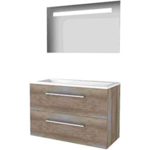 Basic Line Basic-Line Economic 46 Badkamermeubelset - 100 x 46 cm - Met Grepen - 2 Lades - Acryl Wastafel - 1 Kraangat - Spiegel met LED Verlichting - Scotch Oak Basic Line Basic-Line Economic 46 Badkamermeubelset - 100 x 46 cm - Met Grepen - 2 Lades - Acryl Wastafel - 1 Kraangat - Spiegel met LED Verlichting - Scotch Oak