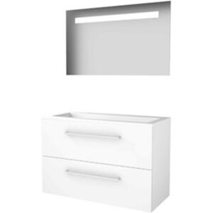 Basic Line Basic-Line Economic 46 Badkamermeubelset - 100 x 46 cm - Met Grepen - 2 Lades - Acryl Wastafel - 2 Kraangaten - Spiegel met LED Verlichting - Ice White Basic Line Basic-Line Economic 46 Badkamermeubelset - 100 x 46 cm - Met Grepen - 2 Lades - Acryl Wastafel - 2 Kraangaten - Spiegel met LED Verlichting - Ice White
