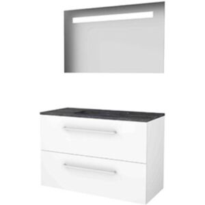 Basic Line Basic-Line Economic 46 Badkamermeubelset - 100 x 46 cm - Met Grepen - 2 Lades - Hardstenen Wastafel - Zonder Kraangat - Spiegel met LED Verlichting - Ice White Basic Line Basic-Line Economic 46 Badkamermeubelset - 100 x 46 cm - Met Grepen - 2 Lades - Hardstenen Wastafel - Zonder Kraangat - Spiegel met LED Verlichting - Ice White