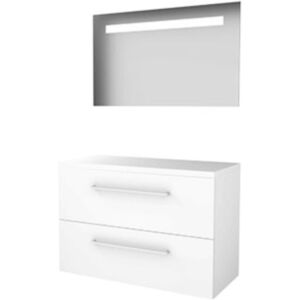 Basic Line Basic-Line Economic 46 Badkamermeubelset - 100 x 46 cm - Met Grepen - 2 Lades - Wastafelblad - Spiegel met LED Verlichting - Ice White Basic Line Basic-Line Economic 46 Badkamermeubelset - 100 x 46 cm - Met Grepen - 2 Lades - Wastafelblad - Spiegel met LED Verlichting - Ice White