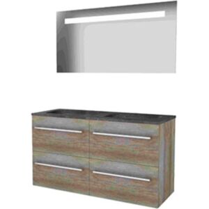 Basic Line Basic-Line Economic 46 Badkamermeubelset - 120 x 46 cm - Met Grepen - 4 Lades - Hardstenen Wastafel - 2 Kraangaten - Spiegel met LED Verlichting - Scotch Oak Basic Line Basic-Line Economic 46 Badkamermeubelset - 120 x 46 cm - Met Grepen - 4 Lades - Hardstenen Wastafel - 2 Kraangaten - Spiegel met LED Verlichting - Scotch Oak