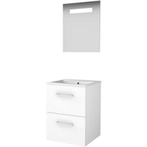 Basic Line Basic-Line Economic 46 Badkamermeubelset - 50 x 46 cm - Met Grepen - 2 Lades - Keramische Wastafel - 1 Kraangat - Spiegel met LED Verlichting - Ice White Basic Line Basic-Line Economic 46 Badkamermeubelset - 50 x 46 cm - Met Grepen - 2 Lades - Keramische Wastafel - 1 Kraangat - Spiegel met LED Verlichting - Ice White