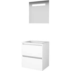 Basic Line Basic-Line Economic 46 Badkamermeubelset - 60 x 46 cm - Greeploos - 2 Lades - Acryl Wastafel - 1 Kraangat - Spiegel met LED Verlichting - Ice White Basic Line Basic-Line Economic 46 Badkamermeubelset - 60 x 46 cm - Greeploos - 2 Lades - Acryl Wastafel - 1 Kraangat - Spiegel met LED Verlichting - Ice White