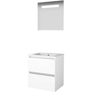 Basic Line Basic-Line Economic 46 Badkamermeubelset - 60 x 46 cm - Greeploos - 2 Lades - Keramische Wastafel - 1 Kraangat - Spiegel met LED Verlichting - Ice White Basic Line Basic-Line Economic 46 Badkamermeubelset - 60 x 46 cm - Greeploos - 2 Lades - Keramische Wastafel - 1 Kraangat - Spiegel met LED Verlichting - Ice White