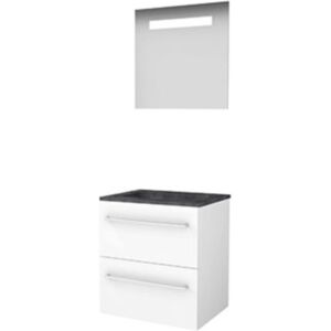 Basic Line Basic-Line Economic 46 Badkamermeubelset - 60 x 46 cm - Met Grepen - 2 Lades - Hardstenen Wastafel - 1 Kraangat - Spiegel met LED Verlichting - Ice White Basic Line Basic-Line Economic 46 Badkamermeubelset - 60 x 46 cm - Met Grepen - 2 Lades - Hardstenen Wastafel - 1 Kraangat - Spiegel met LED Verlichting - Ice White