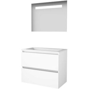Basic Line Basic-Line Economic 46 Badkamermeubelset - 80 x 46 cm - Greeploos - 2 Lades - Acryl Wastafel - Zonder Kraangat - Spiegel met LED Verlichting - Ice White Basic Line Basic-Line Economic 46 Badkamermeubelset - 80 x 46 cm - Greeploos - 2 Lades - Acryl Wastafel - Zonder Kraangat - Spiegel met LED Verlichting - Ice White