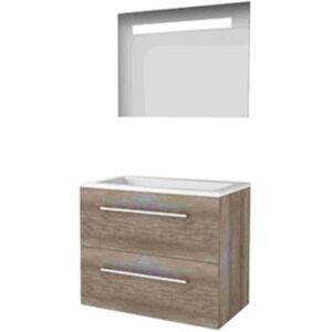 Basic Line Basic-Line Economic 46 Badkamermeubelset - 80 x 46 cm - Met Grepen - 2 Lades - Acryl Wastafel - Zonder Kraangat - Spiegel met LED Verlichting - Scotch Oak Basic Line Basic-Line Economic 46 Badkamermeubelset - 80 x 46 cm - Met Grepen - 2 Lades - Acryl Wastafel - Zonder Kraangat - Spiegel met LED Verlichting - Scotch Oak