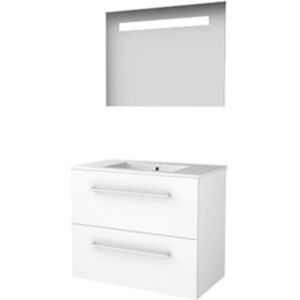 Basic Line Basic-Line Economic 46 Badkamermeubelset - 80 x 46 cm - Met Grepen - 2 Lades - Keramische Wastafel - 1 Kraangat - Spiegel met LED Verlichting - Ice White Basic Line Basic-Line Economic 46 Badkamermeubelset - 80 x 46 cm - Met Grepen - 2 Lades - Keramische Wastafel - 1 Kraangat - Spiegel met LED Verlichting - Ice White