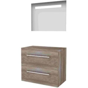 Basic Line Basic-Line Economic 46 Badkamermeubelset - 80 x 46 cm - Met Grepen - 2 Lades - Wastafelblad - Spiegel met LED Verlichting - Scotch Oak Basic Line Basic-Line Economic 46 Badkamermeubelset - 80 x 46 cm - Met Grepen - 2 Lades - Wastafelblad - Spiegel met LED Verlichting - Scotch Oak