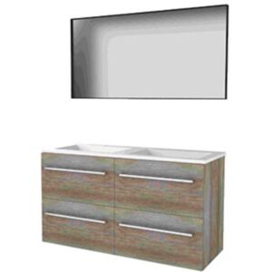 Basic Line Basic-Line Framed 46 Badkamermeubelset - 120 x 46 cm - Met Grepen - 4 Lades - Acryl Wastafel - 2 Kraangaten - Spiegel met Zwart Aluminium Frame - Scotch Oak Basic Line Basic-Line Framed 46 Badkamermeubelset - 120 x 46 cm - Met Grepen - 4 Lades - Acryl Wastafel - 2 Kraangaten - Spiegel met Zwart Aluminium Frame - Scotch Oak