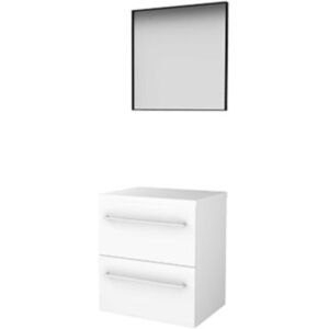 Basic Line Basic-Line Framed 46 Badkamermeubelset - 60 x 46 cm - Met Grepen - 2 Lades - Wastafelblad - Spiegel met Zwart Aluminium Frame - Ice White Basic Line Basic-Line Framed 46 Badkamermeubelset - 60 x 46 cm - Met Grepen - 2 Lades - Wastafelblad - Spiegel met Zwart Aluminium Frame - Ice White