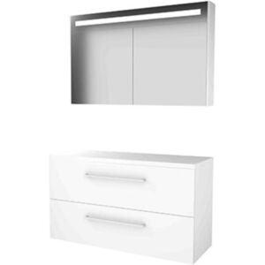 Basic Line Basic-Line Premium 46 Badkamermeubelset - 120 x 46 cm - Met Grepen - 2 Lades - Wastafelblad - Spiegelkast met LED Verlichting - Ice White Basic Line Basic-Line Premium 46 Badkamermeubelset - 120 x 46 cm - Met Grepen - 2 Lades - Wastafelblad - Spiegelkast met LED Verlichting - Ice White