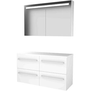 Basic Line Basic-Line Premium 46 Badkamermeubelset - 120 x 46 cm - Met Grepen - 4 Lades - Wastafelblad - Spiegelkast met LED Verlichting - Ice White Basic Line Basic-Line Premium 46 Badkamermeubelset - 120 x 46 cm - Met Grepen - 4 Lades - Wastafelblad - Spiegelkast met LED Verlichting - Ice White
