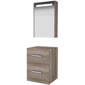 Basic Line Basic-Line Premium 46 Badkamermeubelset - 50 x 46 cm - Met Grepen - 2 Lades - Wastafelblad - Spiegelkast met LED Verlichting - Scotch Oak Basic Line Basic-Line Premium 46 Badkamermeubelset - 50 x 46 cm - Met Grepen - 2 Lades - Wastafelblad - Spiegelkast met LED Verlichting - Scotch Oak