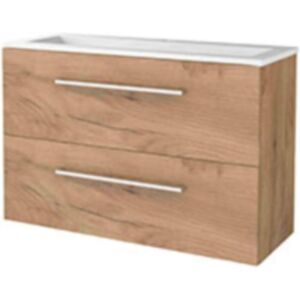 Basic Line Basic-Line Start 39 Badkamermeubelset - Ondiep - 100 x 39 cm - Met Grepen - 2 Lades - Acryl Wastafel - 1 Kraangat - Whisky Oak Basic Line Basic-Line Start 39 Badkamermeubelset - Ondiep - 100 x 39 cm - Met Grepen - 2 Lades - Acryl Wastafel - 1 Kraangat - Whisky Oak