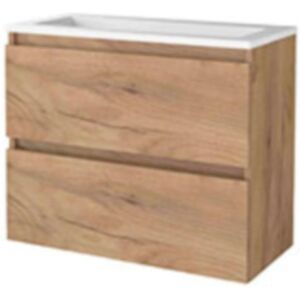 Basic Line Basic-Line Start 39 Badkamermeubelset - Ondiep - 80 x 39 cm - Greeploos - 2 Lades - Acryl Wastafel - Zonder Kraangat - Whisky Oak Basic Line Basic-Line Start 39 Badkamermeubelset - Ondiep - 80 x 39 cm - Greeploos - 2 Lades - Acryl Wastafel - Zonder Kraangat - Whisky Oak