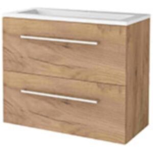 Basic Line Basic-Line Start 39 Badkamermeubelset - Ondiep - 80 x 39 cm - Met Grepen - 2 Lades - Acryl Wastafel - 1 Kraangat - Whisky Oak Basic Line Basic-Line Start 39 Badkamermeubelset - Ondiep - 80 x 39 cm - Met Grepen - 2 Lades - Acryl Wastafel - 1 Kraangat - Whisky Oak